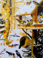 Vogels in de sneeuw