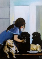 Meisje met puppies